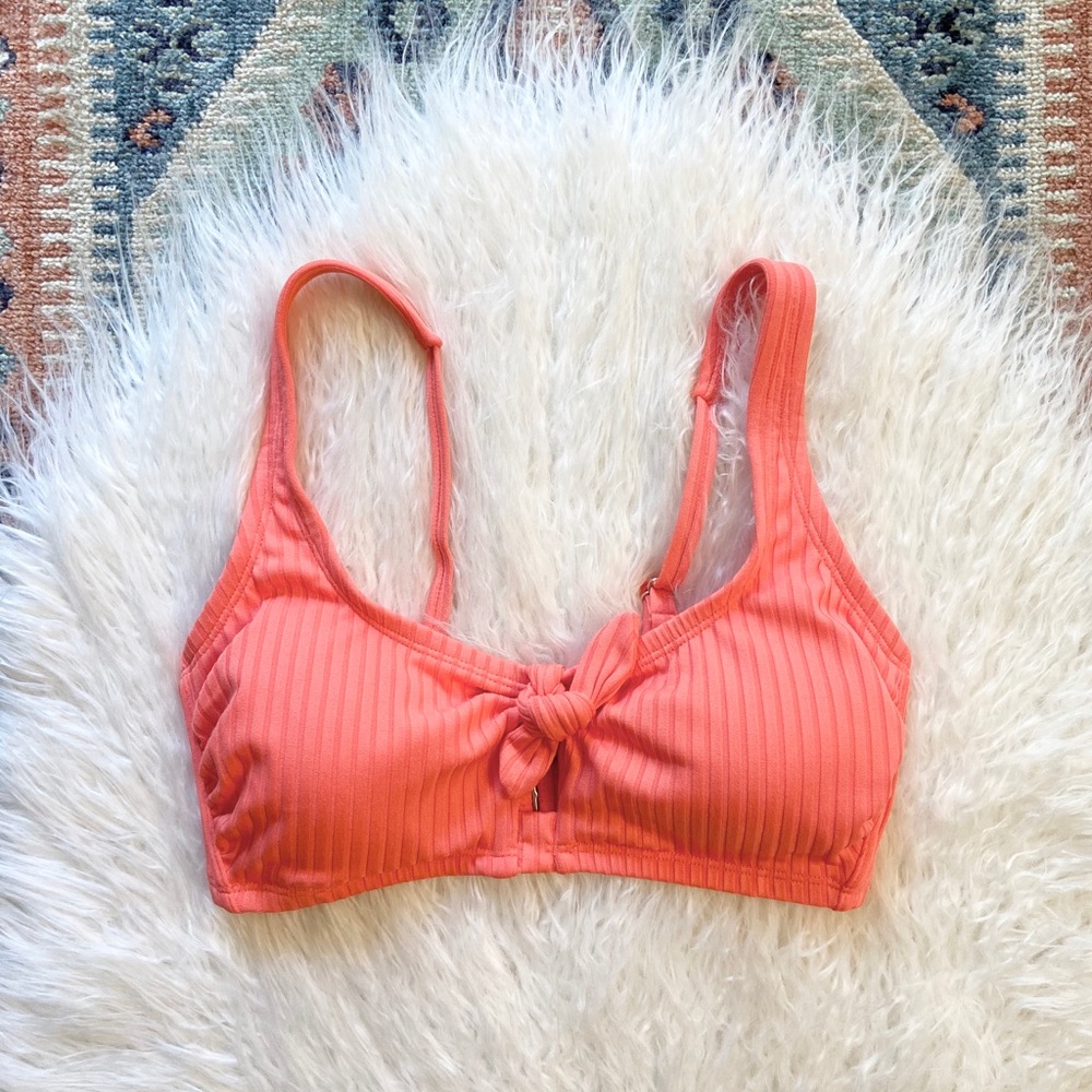 xhilaration ribbed coral bikini top swimsuit beach pool summer resort M or D/DD
